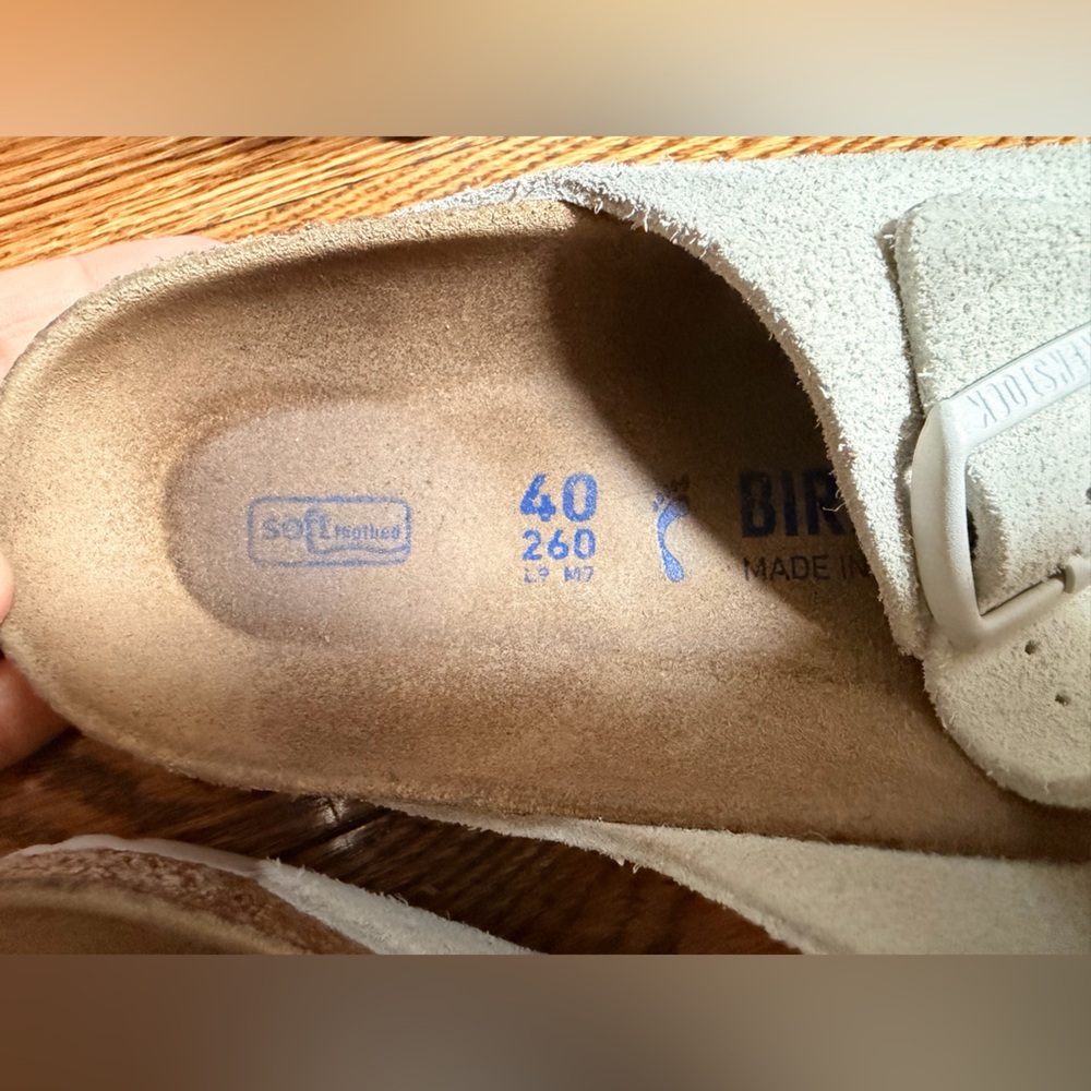 Birkenstock Arizona Soft Footbed Suede Sandal in Antique White Suede - Picture 7 of 8
